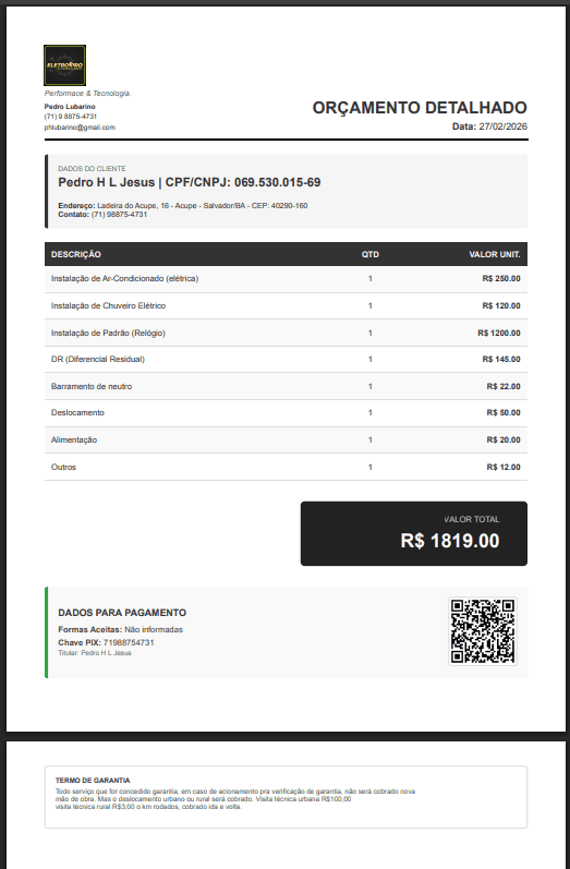 Exemplo de Orçamento PDF