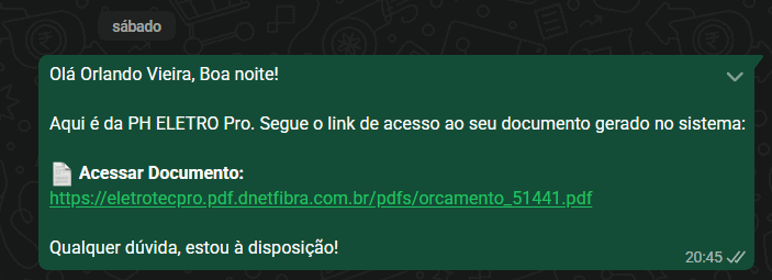 Print da Mensagem no WhatsApp